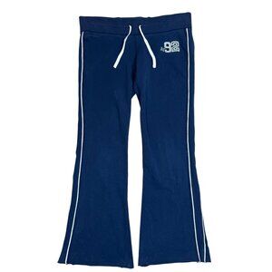 Y2K Abercrombie Navy Blue Flared Track Yoga Pants Butt Spell Out Small